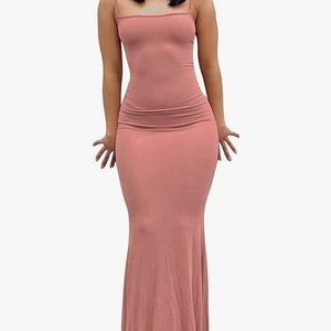 Pink maxi dress.